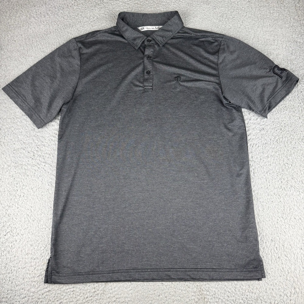 Travis Mathew Grey Textured Polo Shirt Men's‎ Size Medium Golf Preppy